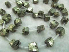 5strands 12-14mm genuine pyrite beads high quality nuggets freeform squaredelle irregular gold iron 