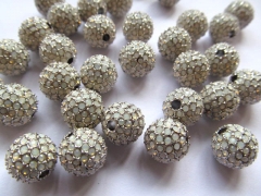 top quality 6 8 10 12mm 50pcs bling ball tone spacer round ball antique with opal rhinestone jewelry