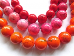 high quality turquoise semi precious round ball fuchsia red mixed jewelry beads 18mm full starnd