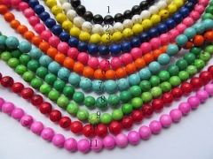 wholesale turquoise semi precious round ball green pink hot red blue oranger black mixed jewelry bea