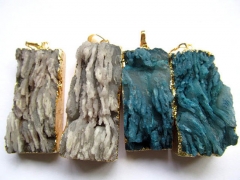 fashion 2PCS 50mm(2inch) Druzy Druzzy Drusy Rectangle Ablong Pendant with 24k Gold Layered Edge