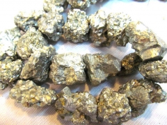 large genuine pyrite beads 18-25mm , nuggets freeform squaredelle irregular gold iron beads full str