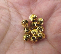 Top Quality--100pcs 6x8mm 14K gold Round ball carved spacer Beads Solid Silver,antique silver,gold,r