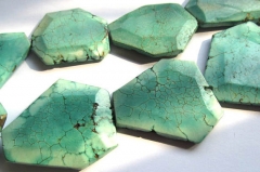 handmade 18-35mm 16"/per turquoise beads freeform slab faceted green jewelry beads