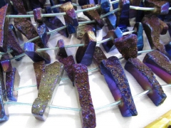 wholesale strands 20-45mm 16inch/L Titanium quartz freeform spikes points drilled briolettes purple 