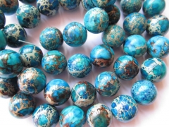 high quality 14mm 2strands 16inch, round ball aqua blue veins multicolor mixed sea sediment veins im