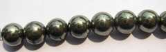 genuine pyrite beads 6mm shiny golden fools gold smooth round ball gemstone spacer beads --5strands 