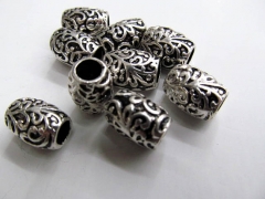 high quality lot 6x8mm 100pcs vitiage Bail filigree finding metal silver plated barrel earring jewel