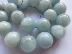 Wholesale 2strands 4-12mm Genuine Aquamarine Beryl Round Ball Blue smooth Jewelry Bead