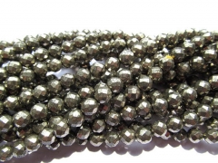 free ship 6mm full strand genuine pyrite beads round ball faceted charm bead