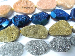 free ship-- 30-50mm full strand Druzy Agate Nugget Stone white multicolor jewelry pendant bead