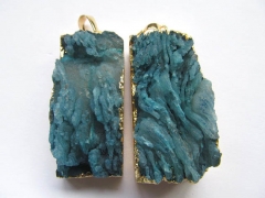 fashion 2PCS 50mm(2inch) Druzy Druzzy Drusy Rectangle Ablong Pendant with 24k Gold Layered Edge