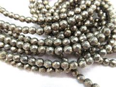 free ship 6mm full strand genuine pyrite beads round ball faceted charm bead