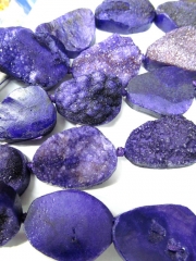 2strands 30-50mm Druzy Agate Nugget Stone purple multicolor jewelry pendant bead