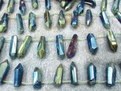 fashion larger 30-40mm 16inch/L Titanium quartz freeform bullet points drilled briolettes multicolor