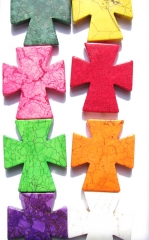 high qualtiy bulk 15x15mm 5strands, wholesale turquoise beads crosses multicolor jewelry focal