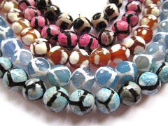 LOT Tibetant fire agate onyx bead round ball faceted evil amber rose blue mixed jewelry beads 12mm--