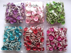 top quality crystal rhinestone rondelle hot pink mixed spacer beads 10mm 100pcs