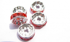 top quality 8mm 100pcs crystal rhinestone rondelle spacer beads carmine red charm bead