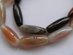 5strands 10x30mm genuine agate bead rice egg black jet white mixed jewelry beads focal 13x40mm--2str