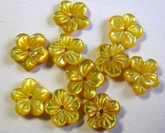 high quality 8-15mm 100pcs MOP shell mother of pearl florial flowers petal yellow cabochons beads