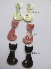 big 10x21mm 36pcs kitty cat animals pink red white black mixed carved natural mother of pearl shell 