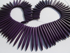 wholesale turquoise beads sharp spikes bar dark purple assortment jewelry necklace 20-50mm--2strands