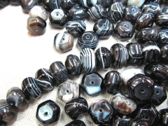 Cyber Monday SALE --16inch 8x12mm high quality agate onyx hexagon rondelle black white veins beads