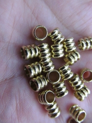 6x6mm 100pcs Space vitiage Bail filigree finding metal gold plated barrel column drum charm beads