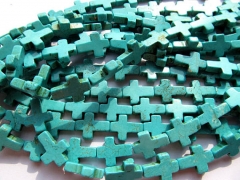wholesale bulk turquoise semi precious crosses blue green jewelry bead 12x16mm--10strands 16inch