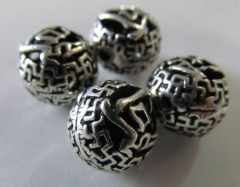 high qulity 8mm 12pcs Bali Handmade 925 Sterling Silver Oxidized design round ball charm spacer bead