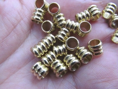 6x6mm 100pcs Space vitiage Bail filigree finding metal gold plated barrel column drum charm beads