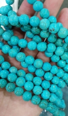 30%off--5strands 8-16mm howlite turquoise stone round ball carved florial blue green connetor beads