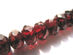 wholesale 4x65x85x10mm 2strands genuine garnet semi precious rondelle wheel faceted red crimson je