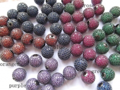 AAA grade 16mm Gunmetal black rhodium spacer cubic zirconia micro pave beads crystal green purple or