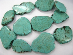 wholesale turquoise semi precious freeform slab green jewelry beads 25-35mm--2strands 16"/per