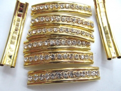 Black Friday Sales high quality 50mmx10mm 20pcs rhinestone metal spacer bar charm jewelry bead--2 ho