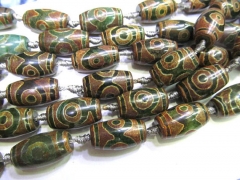 2strands 15-40mm genuine agate DIY bead barrel rice egg tibetant brown green evil jewelry beads foca