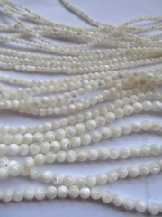 free ship--20strands 3 4 5 6mm wholesale genuine MOP shell round mother of pearl ball white jwelry b