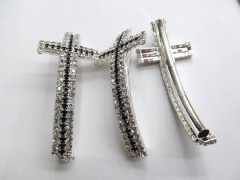 high quality 55mmx25mm 24pcs rhinestone metal cross spacer connector multicolor charm jewelry bead