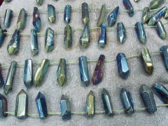 fashion larger 30-40mm 16inch/L Titanium quartz freeform bullet points drilled briolettes multicolor