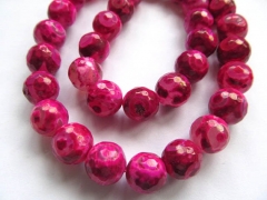 Free ship--5strands 10mm agate bead round ball hanamde faceted rose fuchsia red evil loose bead