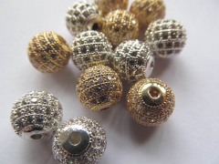 AAA grade 4 6mm 100pcs pave metal spacer &cubic zirconia crysatl silver gold mixed jewelry beads
