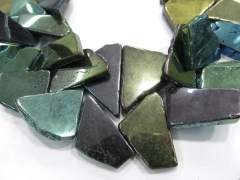 larger 20-45mm 16inch /L Titanium quartz crystal freeform nuggets teardrop slab points drilled green