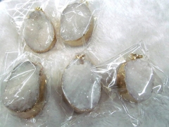 Fashion jewelry 30-50mm 2pcs Geode Earrings Crystal Slice Earrings Agate Druzy Natural Earrings Star