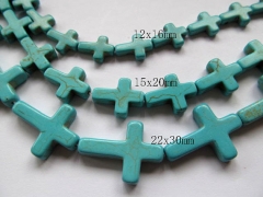 22x30mm full strand turquoise semi precious crosses blue green jewelry bead
