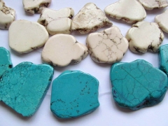 wholesale discount 2strands 25-40mm Turquoise beads, slab white jewelry beads