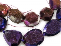 high quality 30-50mm full strand Druzy Agate Nugget Stone purple multicolor jewelry pendant bead