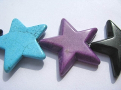 bulk turquoise semi precious star green pink red black white mixed jewelry pendant beads 40mm--5stra