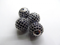 AAA grade 8 10 12mm 12pcs pave metal spacer &sapphire blue cubic zirconia crystal silver gold mixed 